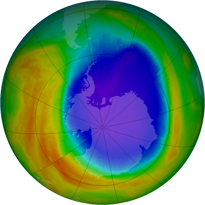 Antarctic ozone map for 12 October 2003